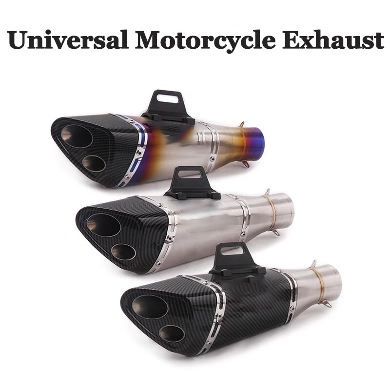 51mm innløp universal motorsykkel eksospotte yoshimura dobbel eksos for  r6 mt09 ninja 400 250 z900 z1000 gsxr 600 r3 s1000rr r1