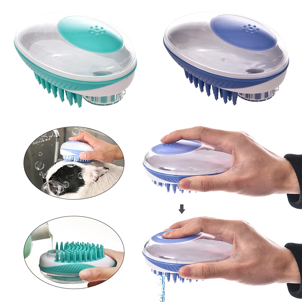 Cepillo para baño de perro 2 en 1 para mascotas peine para masaje de SPA de silicona suave para perros, gatos, ducha, aseo, herramienta de limpieza para perros, suministros para mascotas