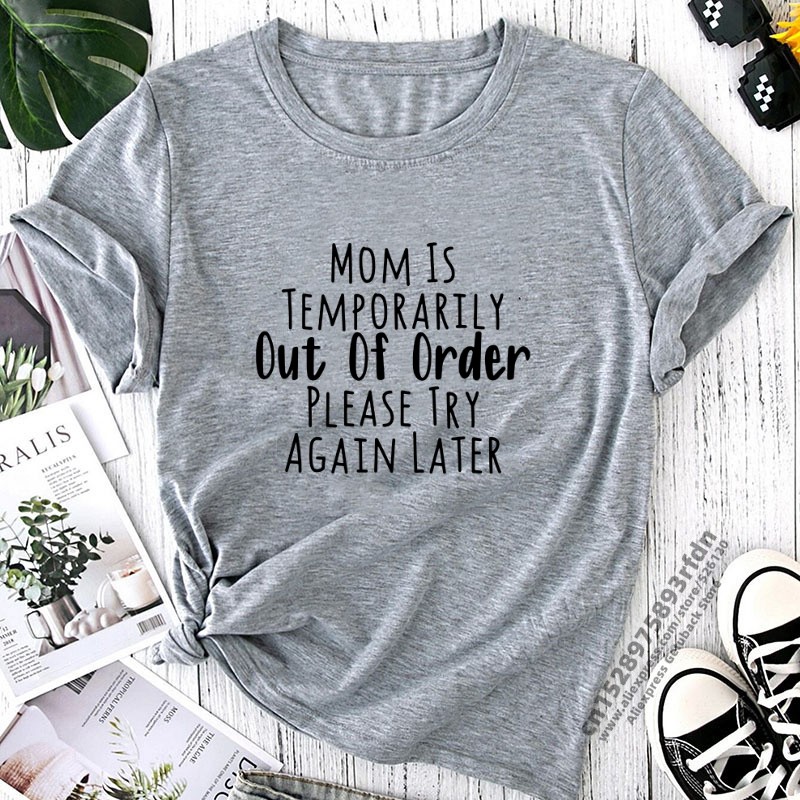 Kvinder mor er midlertidigt ude af drift prøv igen senere sjov t-shirt pige sommer 90s dametrøje: Xxxl / Himmelblå