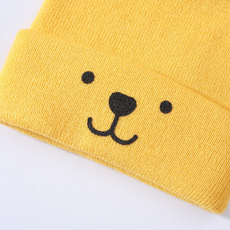 Kinderen 3d beren cartoon mutsen lente en herfst jongens meisjes mutsen gebreide mutsen winter warme effen kleur kindermutsen