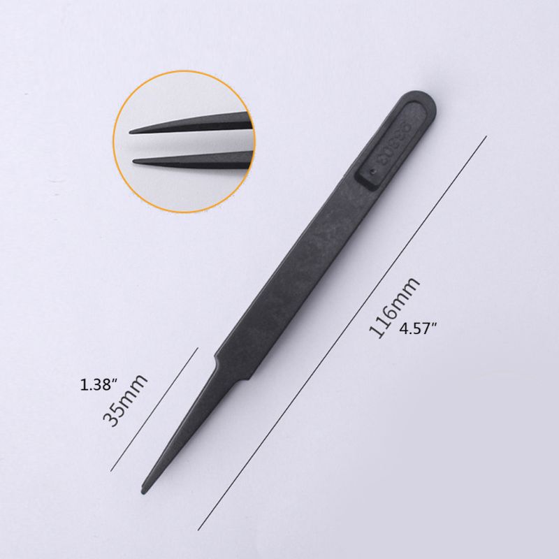 1 Set Plastic Tweezers Anti Static Black Carbon Fiber Repair Nippers for Phones