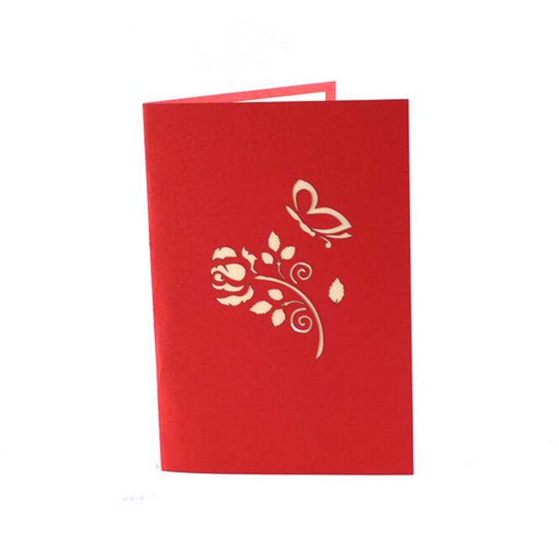 1Pc 3D pop su FAI DA TE Fiore di Farfalla Cartoline Biglietti d'auguri di Giorno di san valentino Di Compleanno di Carta Invito Festa della Mamma regali di giorno