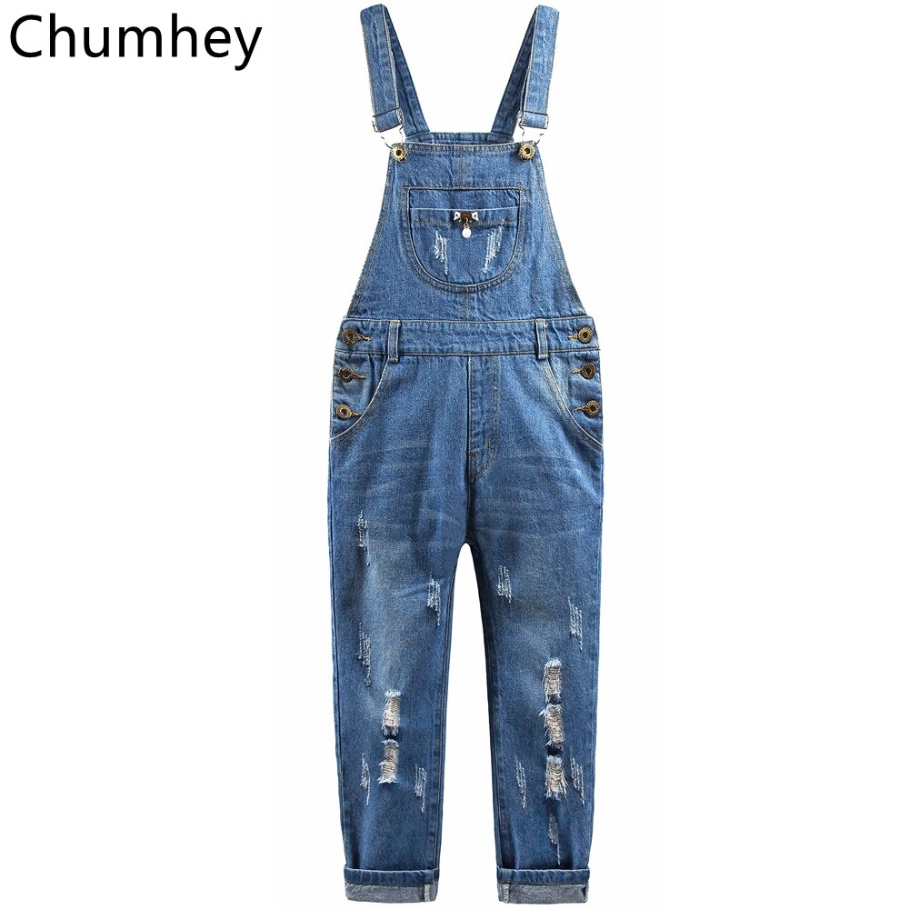 5-13T Meisjes Overalls Kids Jeans Jumpsuit Ripped Gaten Broek Lente Bib Jarretel Denim Broek Kinderen Kleding Meisje kleding