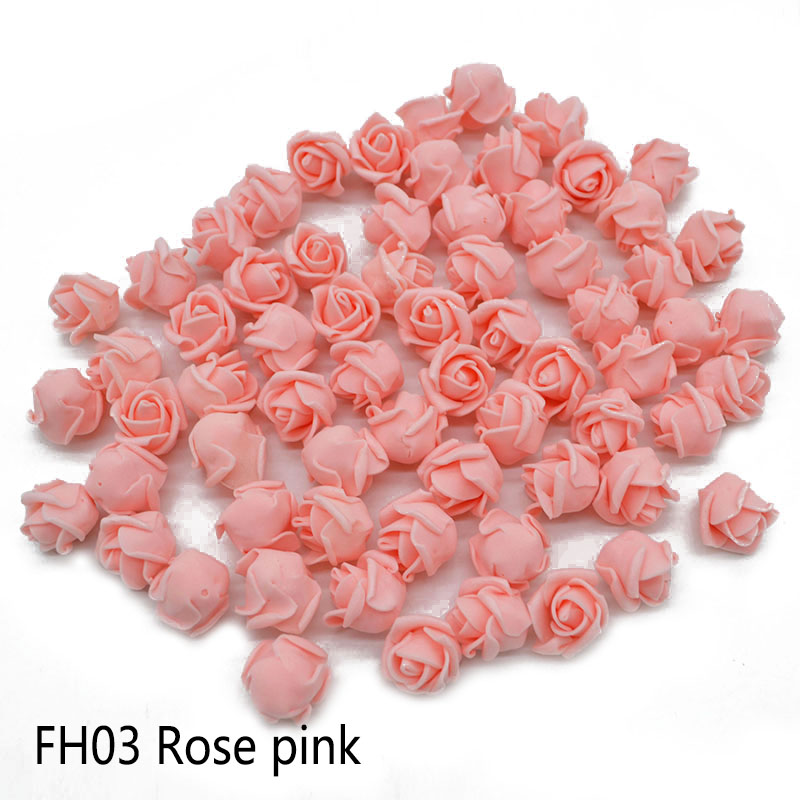 100Pcs/lot 2cm Mini Foam Rose Artificial Flower Heads DIY Craft Decorative Wreath Christmas Wedding Gif Box Decoration: FH03