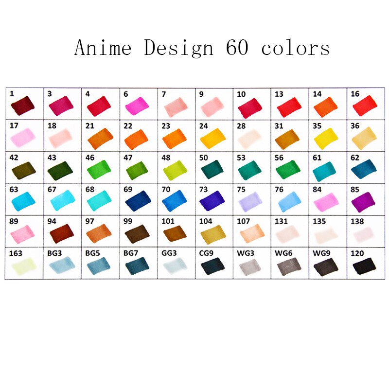 30/40/60/80 kleuren Art Markers Set Dual Head Alcohol Sketch Markers Pen Voor Manga Tekening markers Dsign Animatie Manga Trekken: Anime design 60