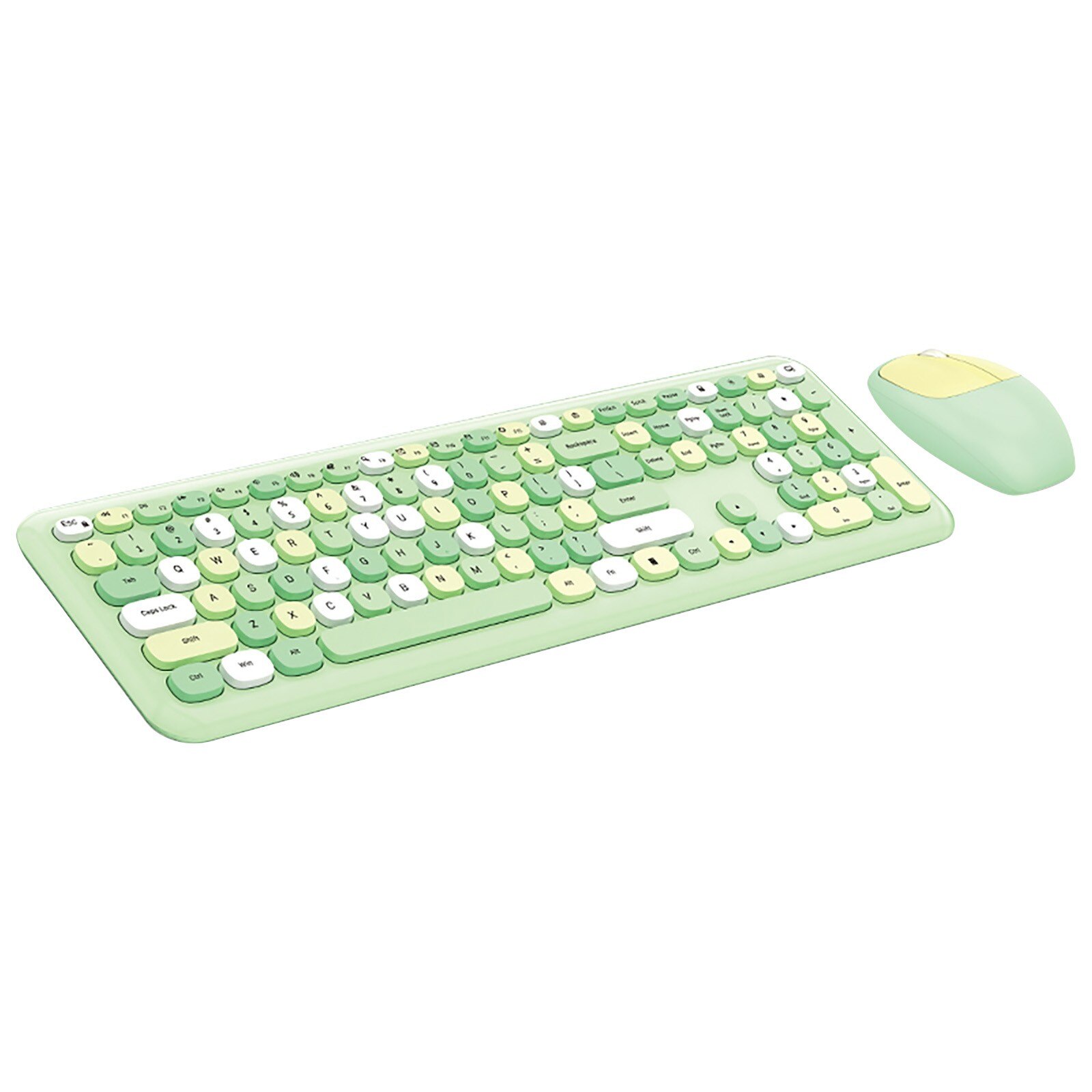 Teclado inalámbrico y ratón Combo Rosa teclados inalámbricos 2,4 GHz Retro de tamaño completo con número Pad lindo Mouse inalámbrico para PC