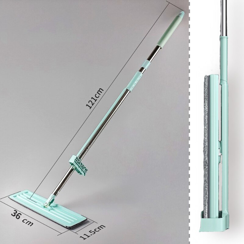 Green Squeeze Flat Mop Quick-drying Microfiber Cloth 360 Degree Angle Adjustable Kitchen Bathroom Floor Cleaning Tool