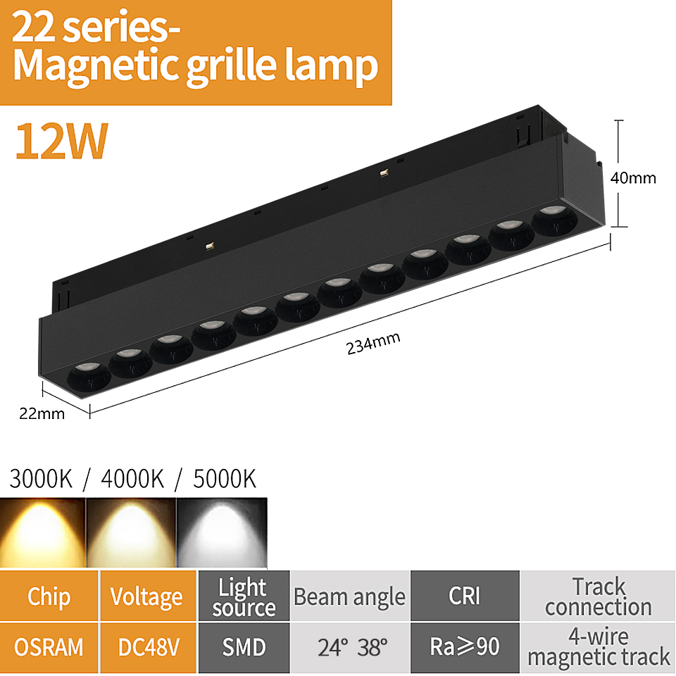 Iluminação de pista magnética led 12w 18 24 36 sem design de luz principal sala de estar quarto lâmpada magnética linear 48v regulável zigbee dali: Azul / MULTI