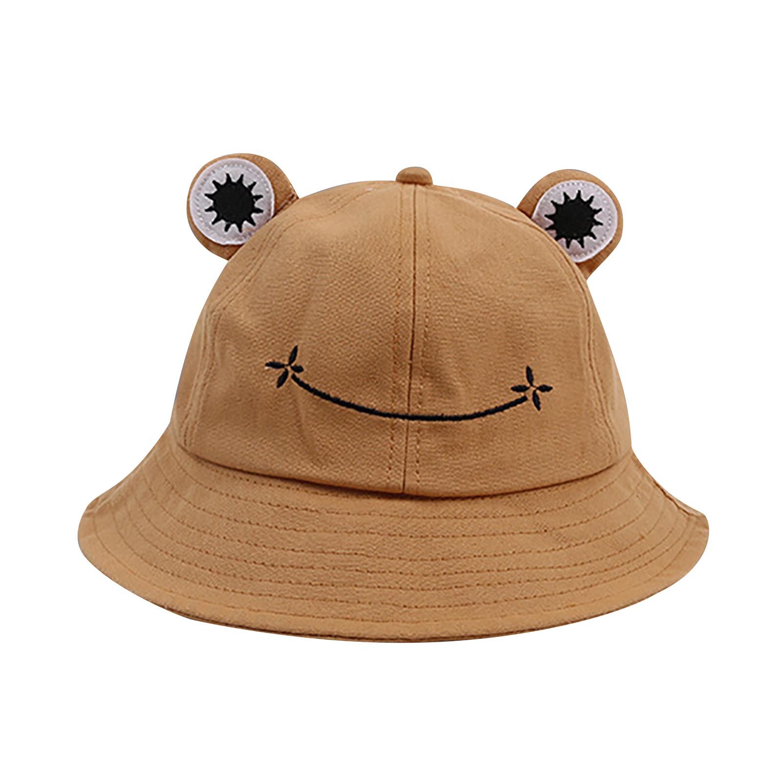 Girls Cute Frogs Hats Winter Cute Animal Hiking Beach Fishing Cap Hats Photography Bucket Hat Comfortable Photography Headdress: Khaki
