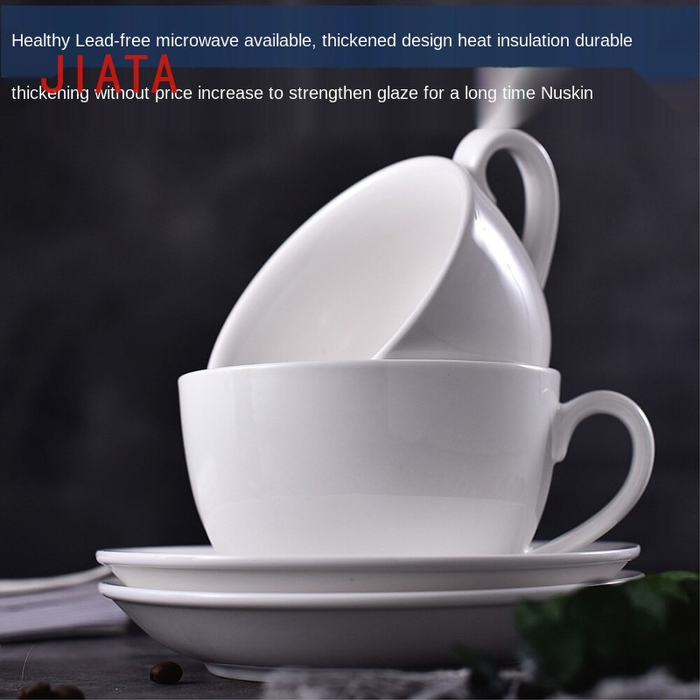 pure white simple coffee cup and saucer set ceramic cup tableware household coffee cup