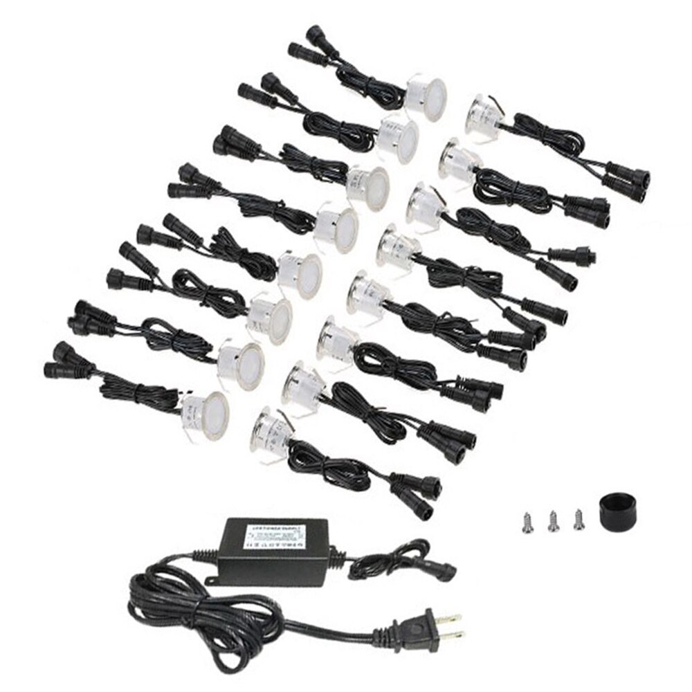 16PCS LED Deck Light IP67 Waterproof Stainless Steel Recessed Stair Underground Bulb Lamp LED Floor Light Wall spotlight DC12V