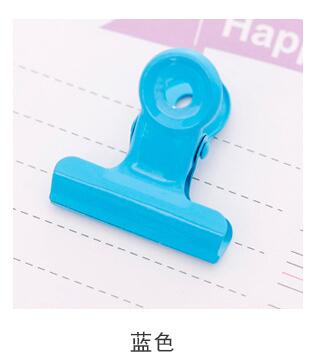 Clip de Metal de Color caramelo para oficina, suministros de papelería para encuadernación, carpeta de billetes, Color rosa, rojo, azul y naranja: blue 2 pcs