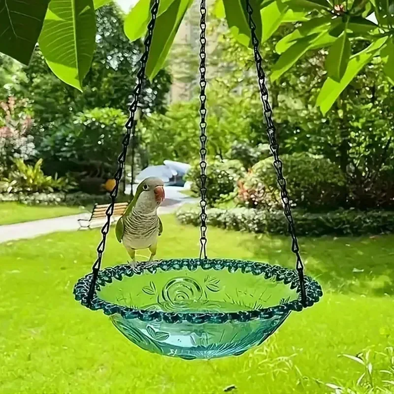 Mangeoire à oiseaux extérieure, bain d'oiseaux, jardin, colibri, balcon, décoration extérieure, fournitures pour animaux de compagnie,: Bleu