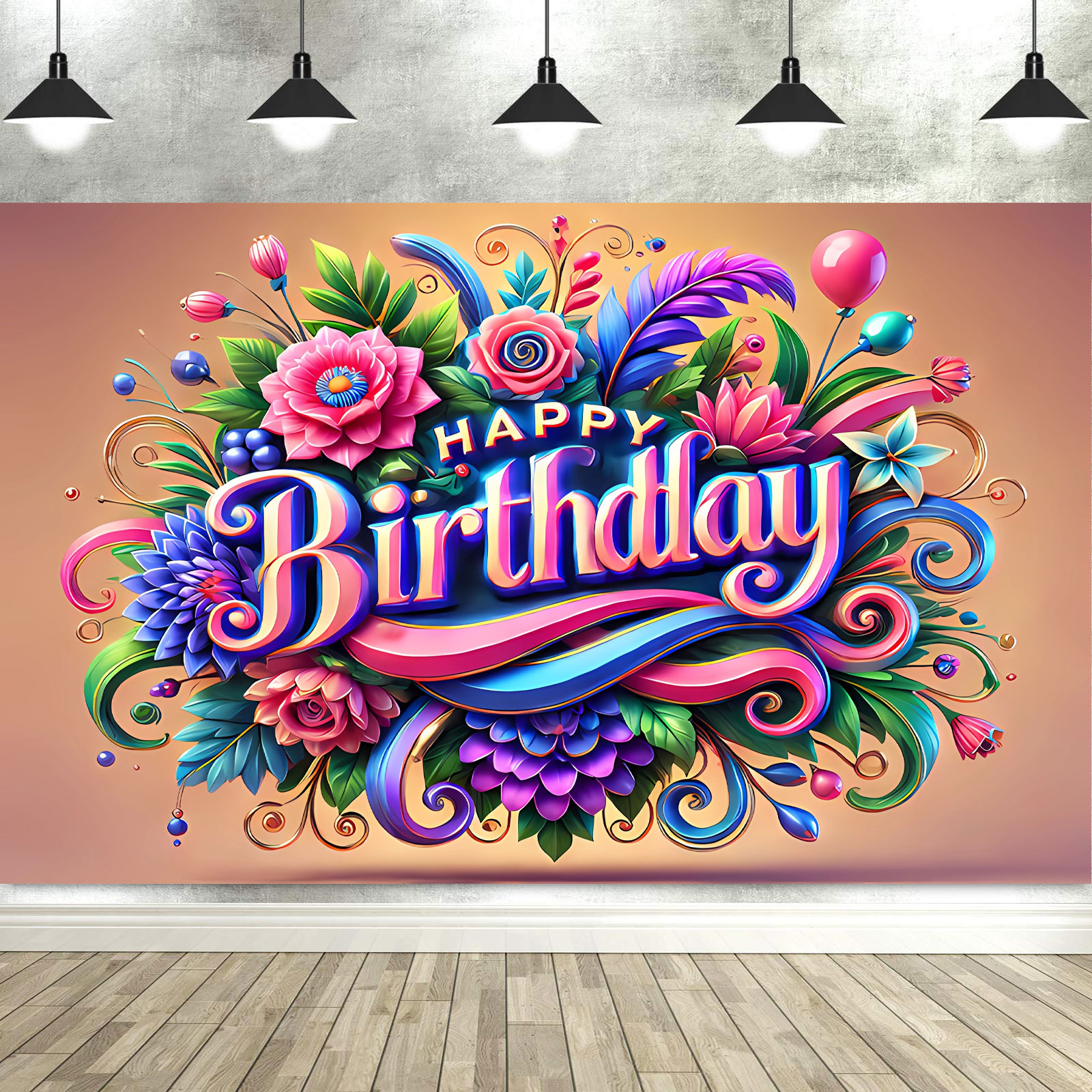 Dewprint Happy Birthday Backdrop Banner for Women Party Decorations Photoshoot Photography Background Curtains Screen Props: SKY BLUE / 150*300
