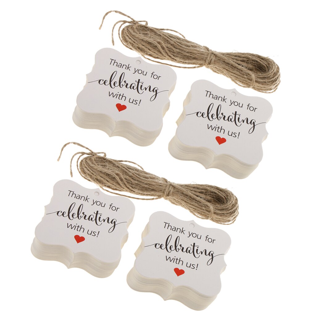 Pakke  of 200 rustikk kraftpapir takkekort tags bryllup baby shower favor