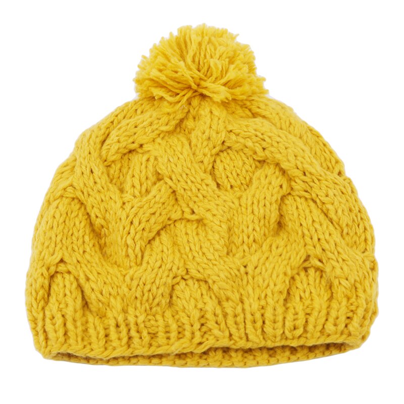 Dames wintermutsen warme wollen gedraaide gebreide mutsen mutsen voor dames hardloopmutsen: Geel