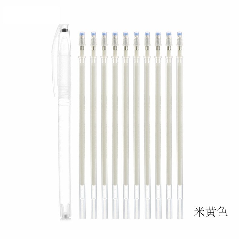 1Set = 10 Uds marcadores para tela lápiz calor de alta temperatura desapareciendo marcador plumas desaparecer de las líneas de dibujo Accesorios: Beige 10Pcs
