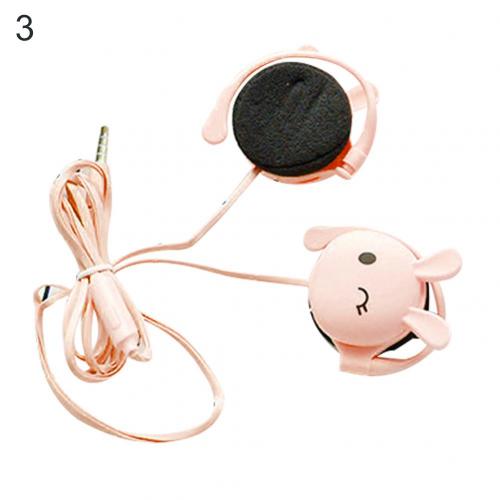 Niedlicher hasen-stereo-kopfhörer mit mikrofon und 3.5mm ohrbügeln, sport-headset: Rosa