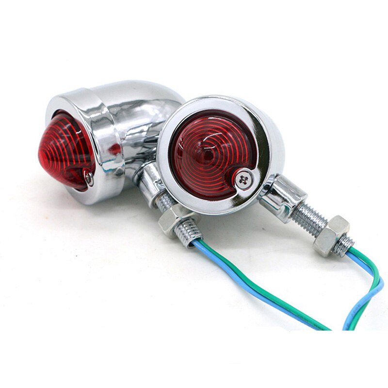 Faro trasero Universal de Metal para motocicleta, luces de giro, reajuste Retro redondo, accesorios para CG125: silver red light