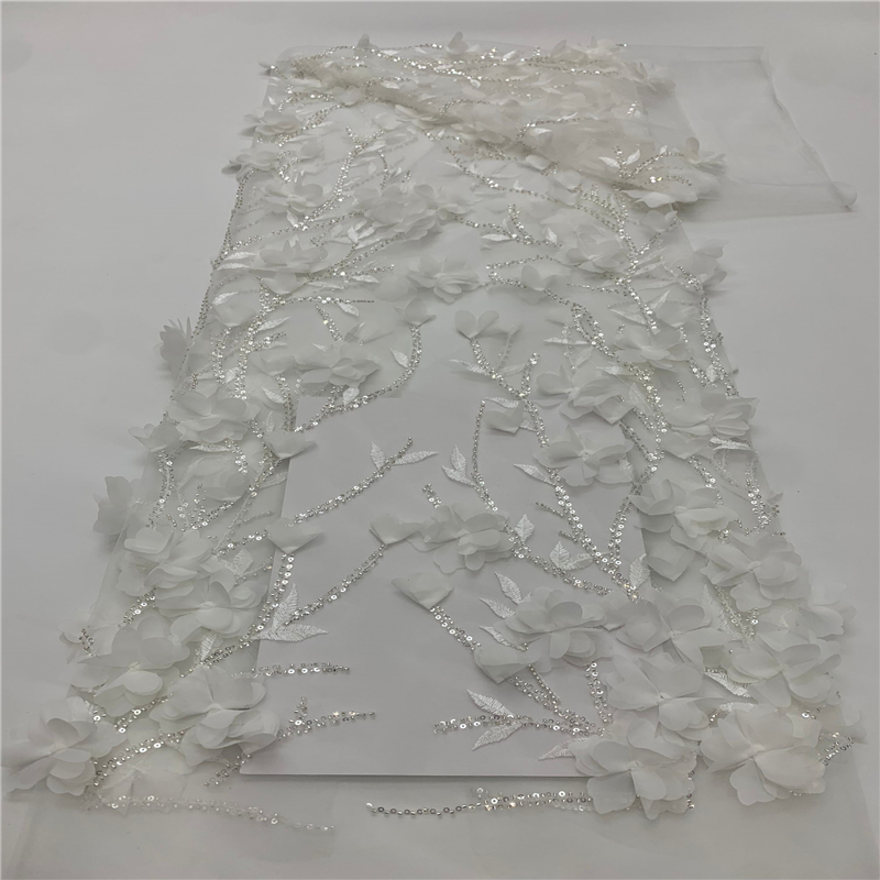 3D bloemen kantstof bruids tule mesh kantstof bruidsjurk modejurk naaistof geborduurde bloemenstof