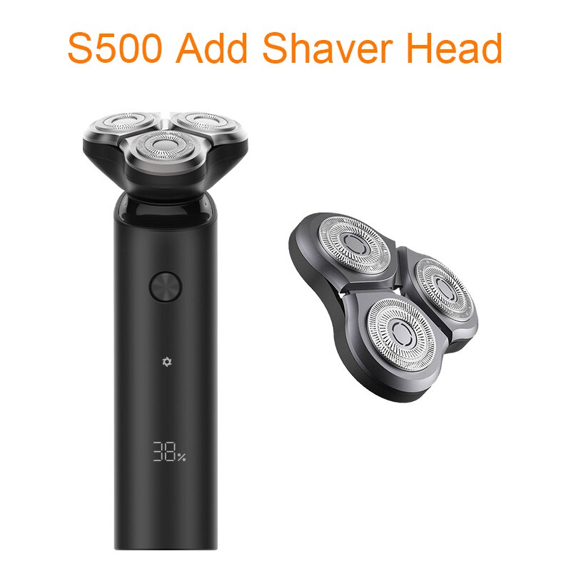Xiaomi-Afeitadora eléctrica Original Mijia S500, afeitadora de 3 cabezales, máquina de afeitar en seco y mojado, afeitadora de barba, cuchilla lavable, pantalla LED: S500 1 Shaver Head