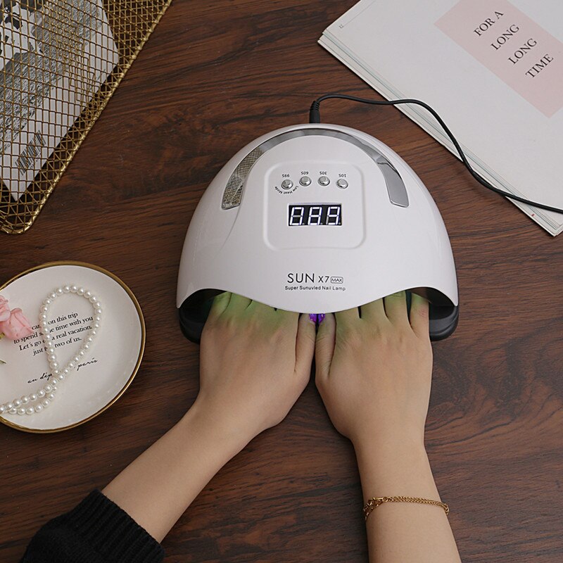 SUN X7 MAX-lámpara UV LED para manicura, secador de uñas para curar esmalte de Gel UV, herramientas para uñas con Sensor y pantalla LCD, novedad