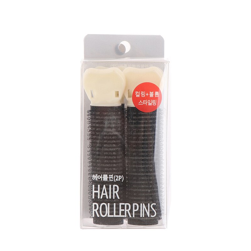 Pinza para rizador de pelo de 2 piezas, pinza esponjosa de raíz de pelo con volumen de autoagarre, rizado natural: Black