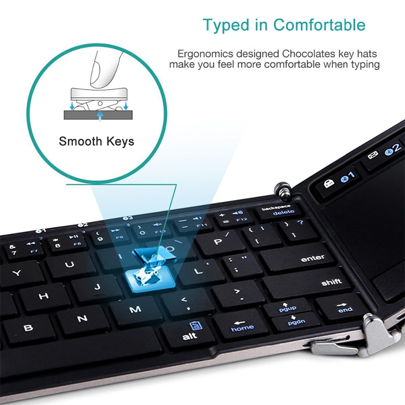Portable Universal Folding Keyboard With Touchpad And Stand Bluetooth Wireless 3.0 Keyboards For Tablet SmartPhone Desktop PC