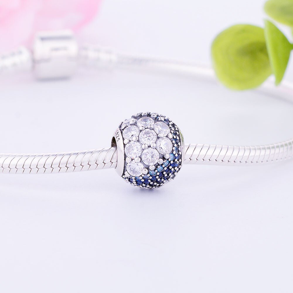 Passend für originale europäische Charme-armbänder, 100% 925 sterlingsilber-Reize, herbst-pavé-mischen, zirkonia-rundperlen, diy-schmuck