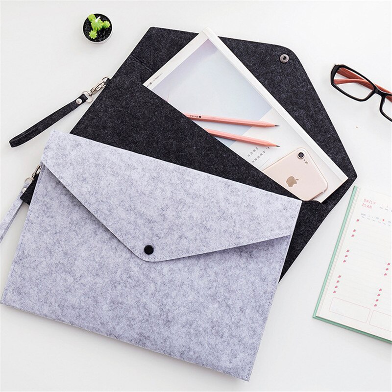 1PC Simple A4 Big Capacity Document Bag Business Briefcase File Folders Chemical Felt Filing Products School Office Supply