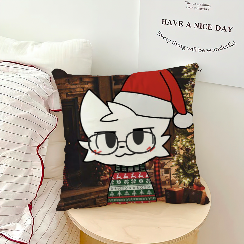 Cute Boykisser Cat Silly cushion cover For Pillow Case Sofa Bedroom Living Room Office Bedside Table Backrest Printing Square