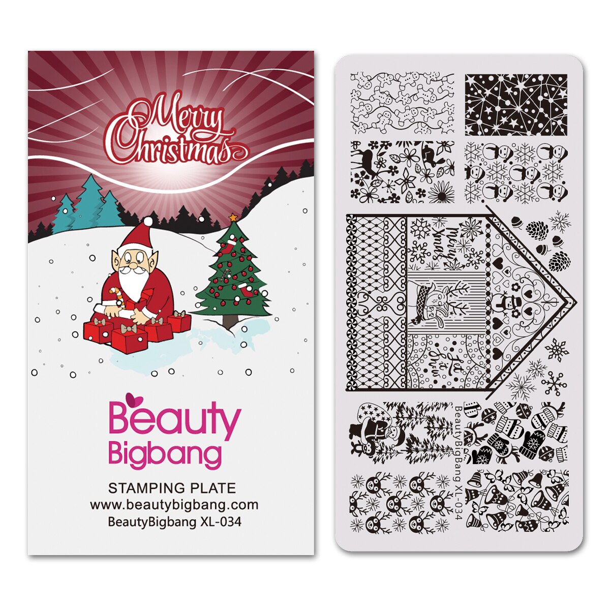 Beautybigbang Nail Stamping Plates Set 10 PCS XL-031-XL-070 Words Flower Animal Geometry Tree Ring Style Image Nail Art Template