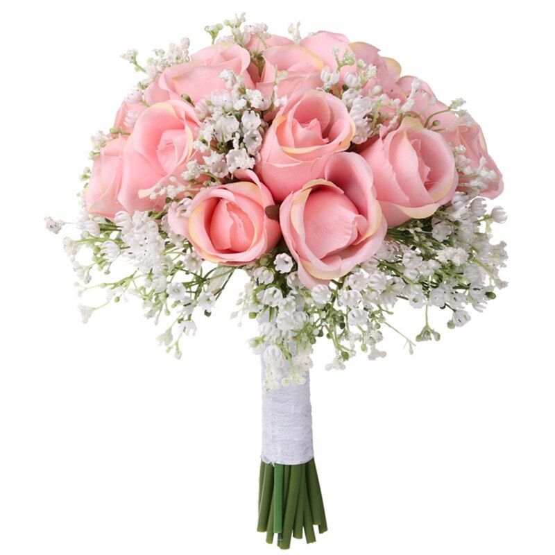 Bruid Bedrijf Bloemen Romantische Bruiloft Kleurrijke Gypsophila Bruid Boeket Roze Bruidsboeketten