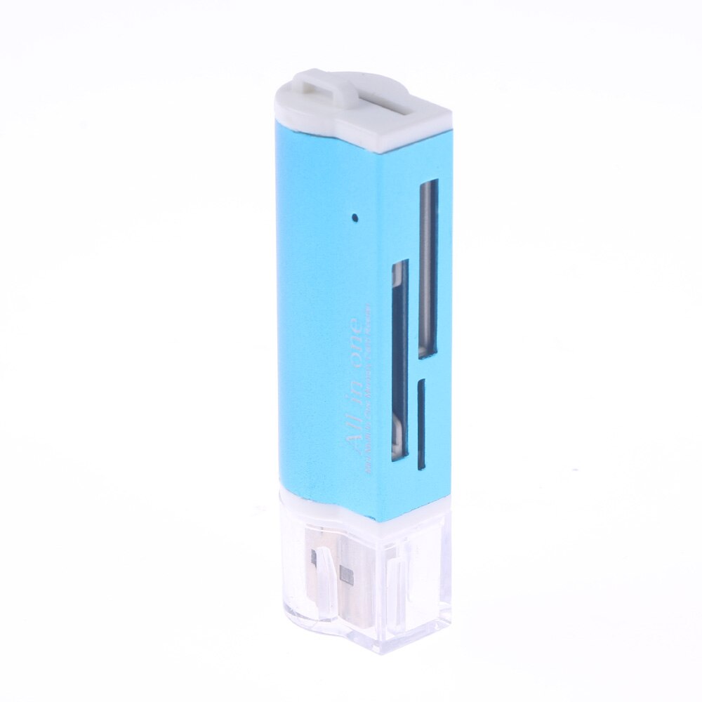 4 In 1 Micro USB 2.0 Memory Card Reader Adapter for Micro SD SDHC TF M2 MMC MS PRO DUO: blue