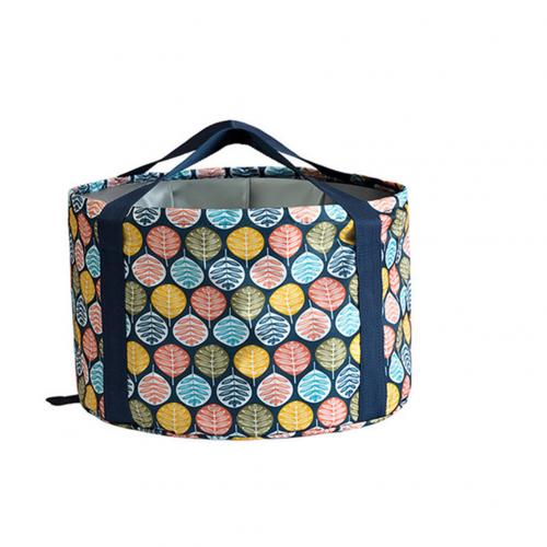 Portable Outdoor Travel Foldable Camping Water Basin Bucket Bowl Sink Washing Bag Feet Bath Massage Bathtub Container: Navy Blue L