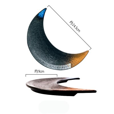 Moon Shape Ceramic Sushi Display Plate Japanese Cuisine Dishes: B