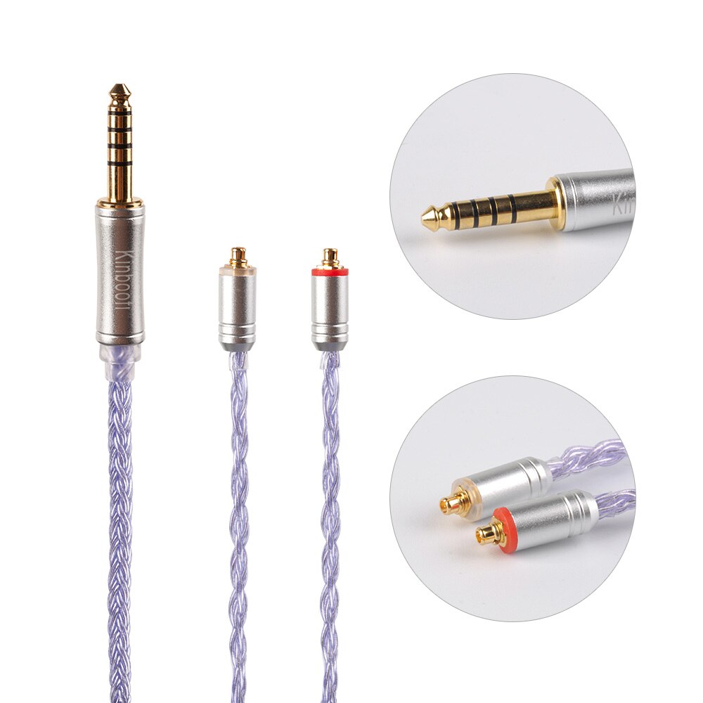 Kinboofi 16- adriges 2.5/3.5/4.4mm hochreines, versilbertes kabel mit mmcx /2- pin/qdc-stecker,  v90 ba5 kz zsx blon bl -03 bl-05: Mmcx 4.4mm