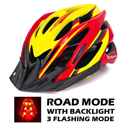 VICTGOAL Fahrrad Helm Licht Radfahren Helm Sonnenblende LED-hintergrundbeleuchtung Sicherheit MTB Berg Straße Fahrrad Helme Angeformten
