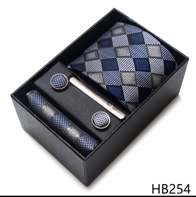 Boîte à cravate pour hommes, 65 couleurs, à la , boutons de manchette, accessoires de chemise bleu foncé or, pour le jour de l&#39;an