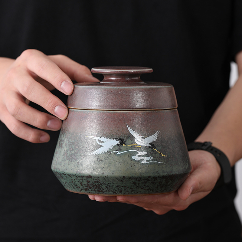 Large Ceramic Tea Containers Handmade Coarse Pottery Tea Containers Sealed Cans Tea Storage Warehouse Ceramic Jar Tea Container