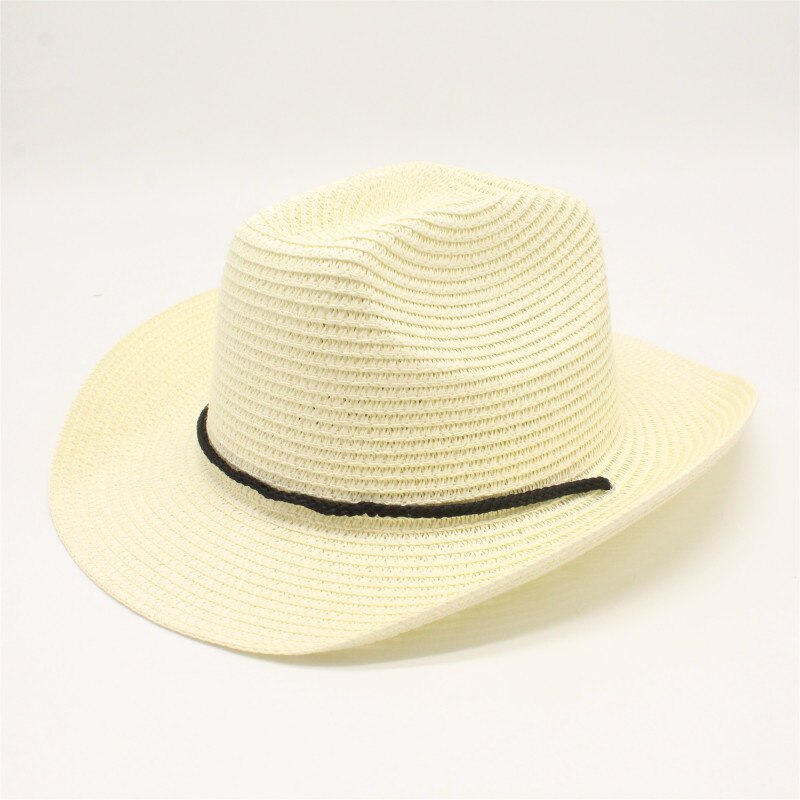 Sombrero panamá de paja para hombre y mujer, Sombrero de paja con visera para playa, Sombrero fresco de Jazz Trilby: Milk white