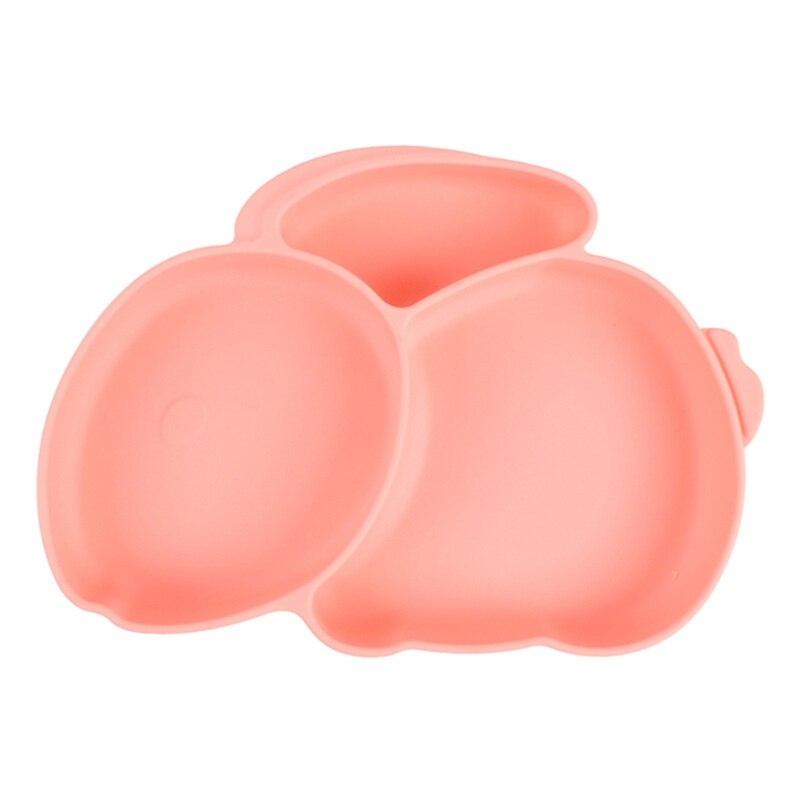 Baby Suction Bowl Divided Dinner Plate Infants Learning Feeding Dish Non-toxic BPA-Free Silicone Solid Color Cute Cartoon: Y12