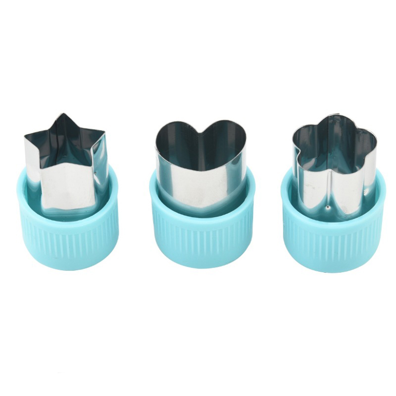 Coupe-légumes en forme d'étoile et de cœur, manche en plastique, outils de cuisine portables, matrice de coupe de fruits en acier inoxydable, Gadgets de cuisine 3 pièces: vert clair