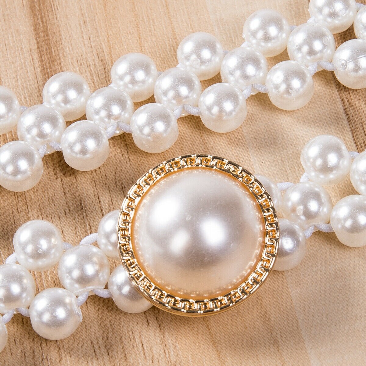 Mærke rhinestone spænde perle elastisk bælte kvinder perle stretch spænde skinny talje kæde linning kjole: 5