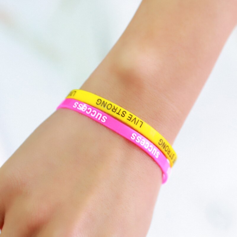 Colorful Lot Letter Print Silicone Rubber Bracelet Unisex Wristband Bracelet Bangles Silicone Bracelet Jewelry brtk39