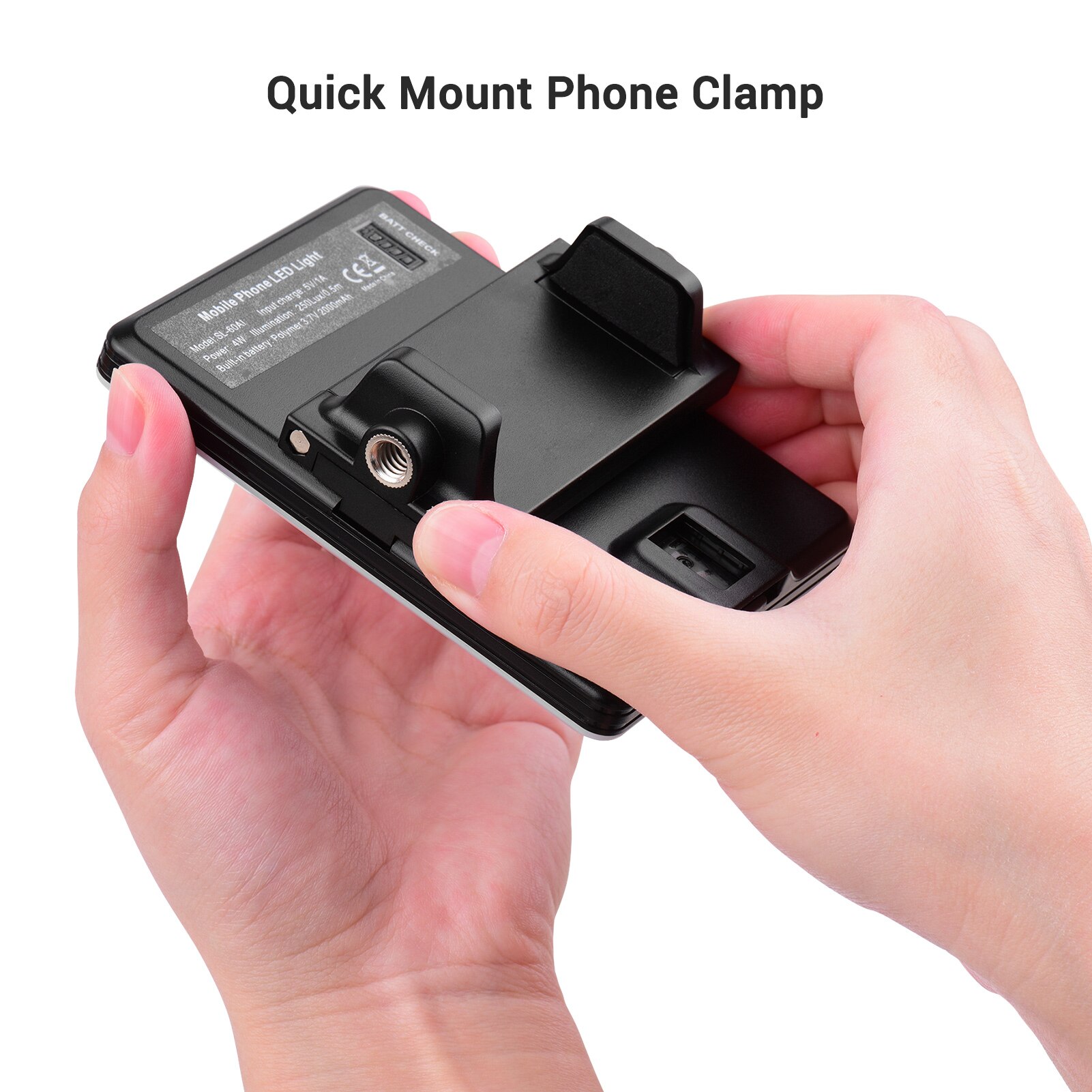 3-in-1 Clip-on Video LED Light 4W 3200K-5600K 3-color 10-Level Dimmable CRI95+ with Phone Holder Cold Shoe Mount for Video Vlog