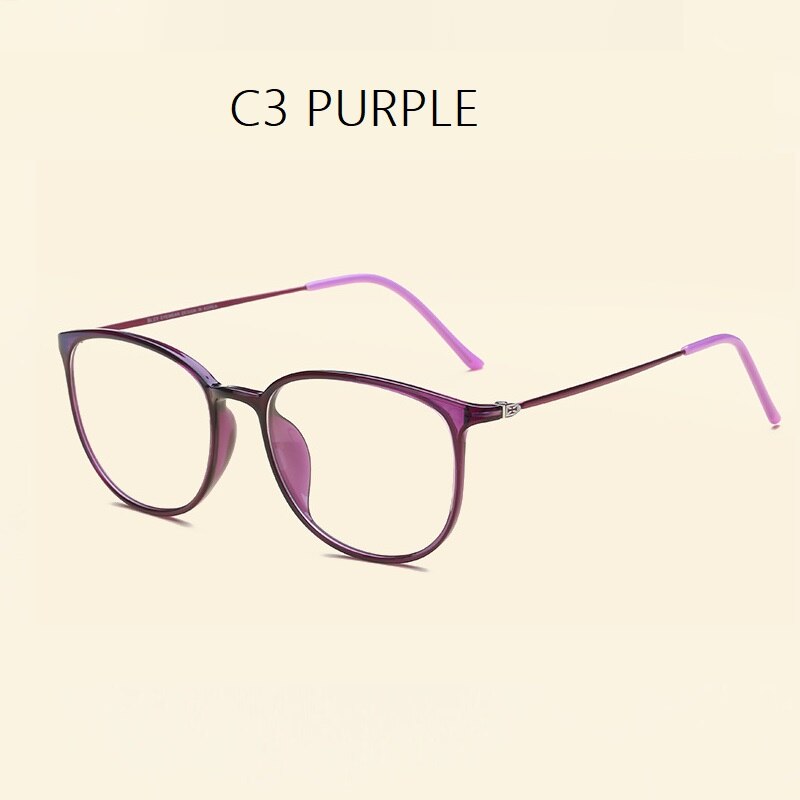 width-136 Ultra light plastic steel tungsten precription thin legs computer goggle women men brand eyeglasses frames female: C3 PURPLE