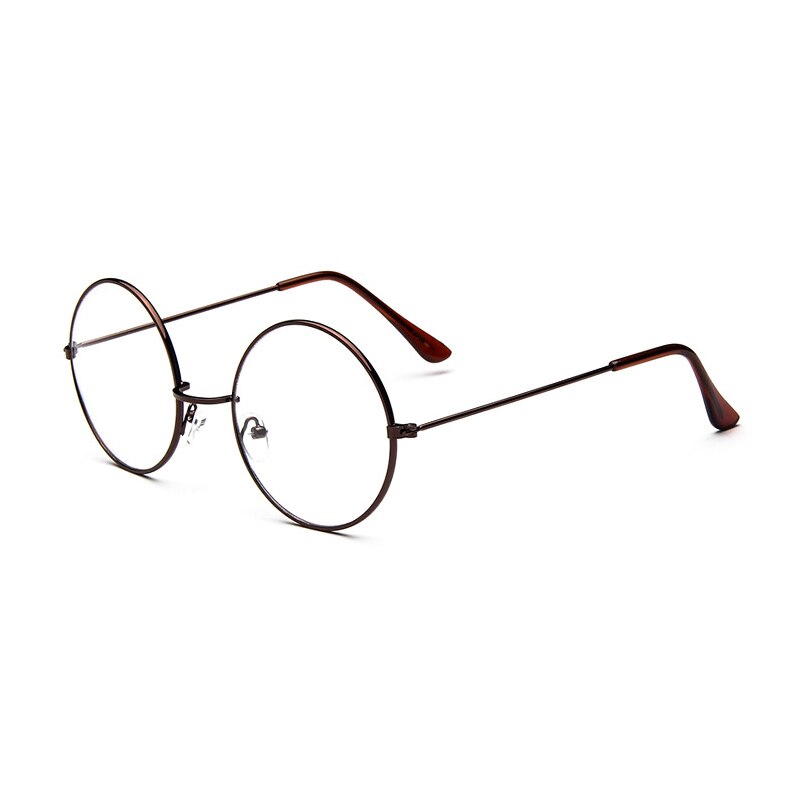 Higodoy retro stor ramme metall brille ramme klassisk årgang runde kvinner briller ramme optiske herre briller ramme gafas: Bronse