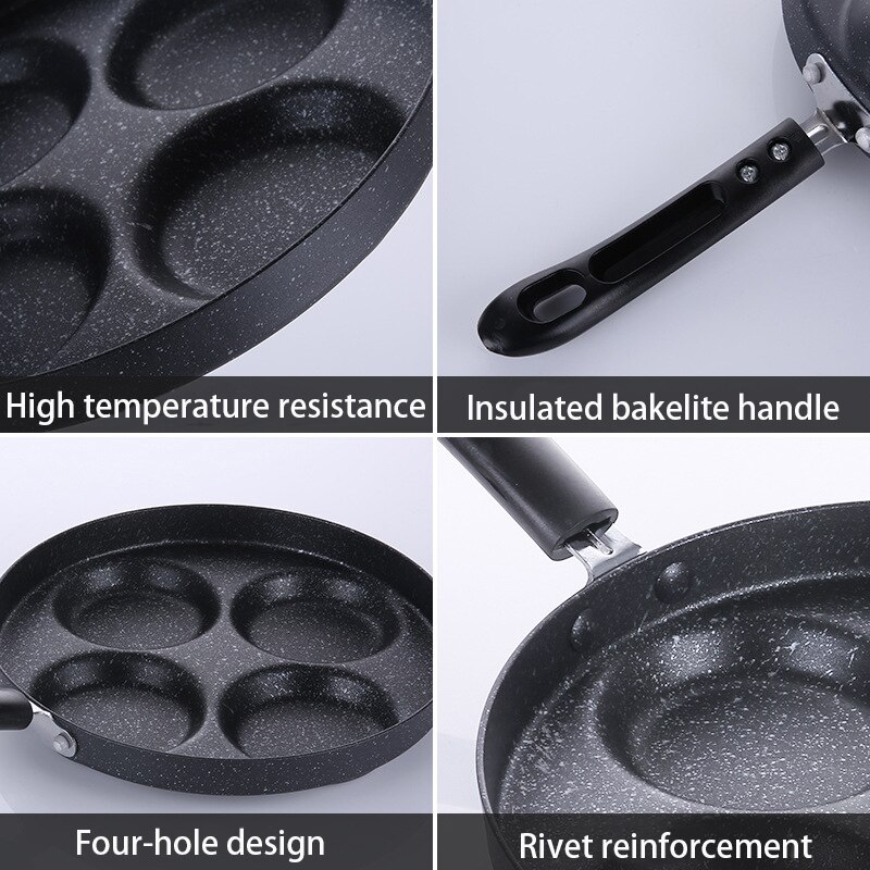 24cm stegte æggegryder non-stick pande husholdnings mini pocheret æg burger æg dumpling pot form fire huller lille spejlæg artefakt