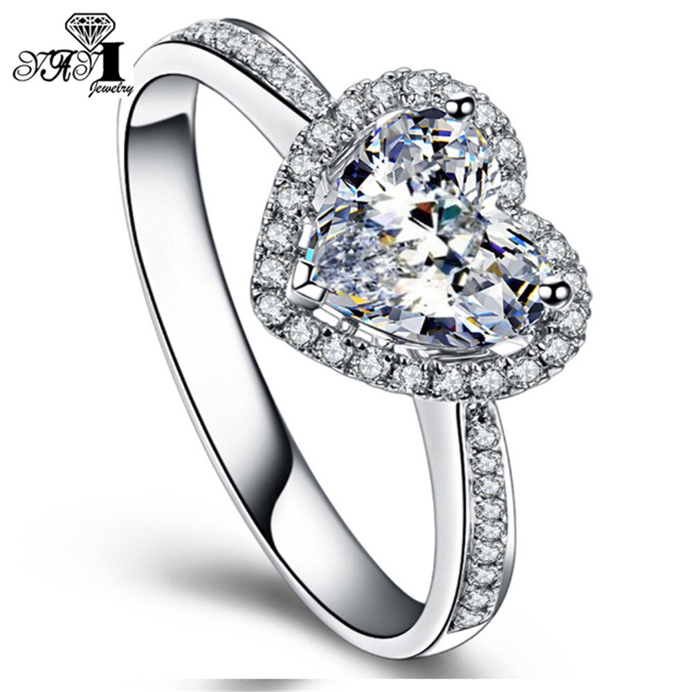 YaYI Frauen Schmuck Ring Herz 1.35CT Weiß CZ Silber Farbe Verlobungsringe hochzeit Partei Schellt